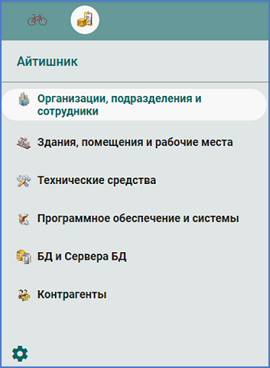 Меню пользователя, скриншот